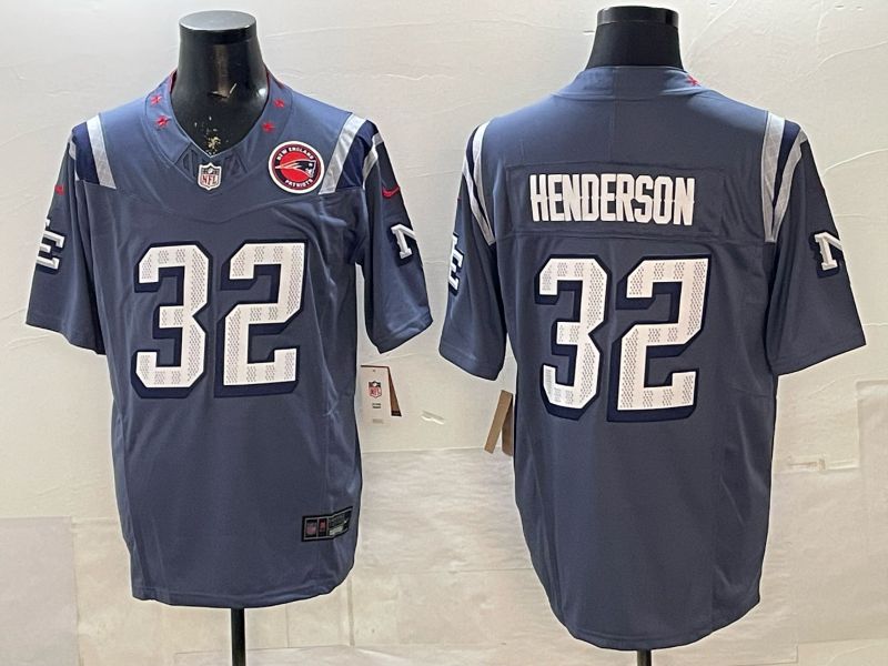 Men 2026 New England Patriots #32 Henderson Blue 5th generations Nike Limited NFL Jersey style 012->new england patriots->NFL Jersey